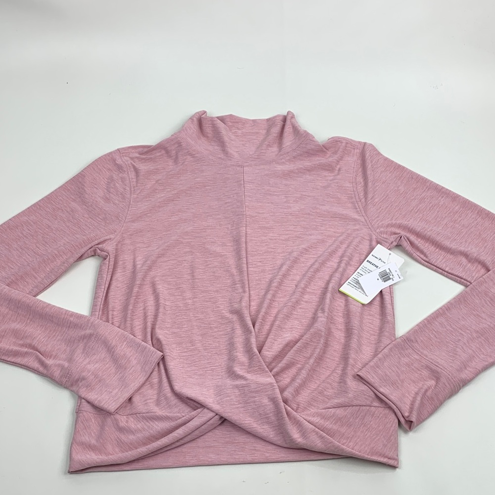 Old Navy Active Pink Top mock turtleneck Go Dry Wrap Front Size Medium New NWT